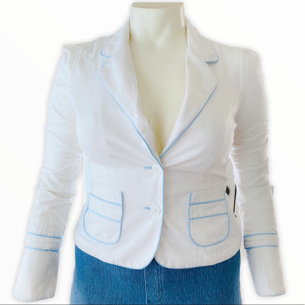 Juicy Couture NWT $227 White Twill Button Blazer